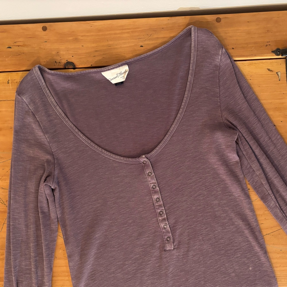 Ribbed Purple Long Sleeve Top